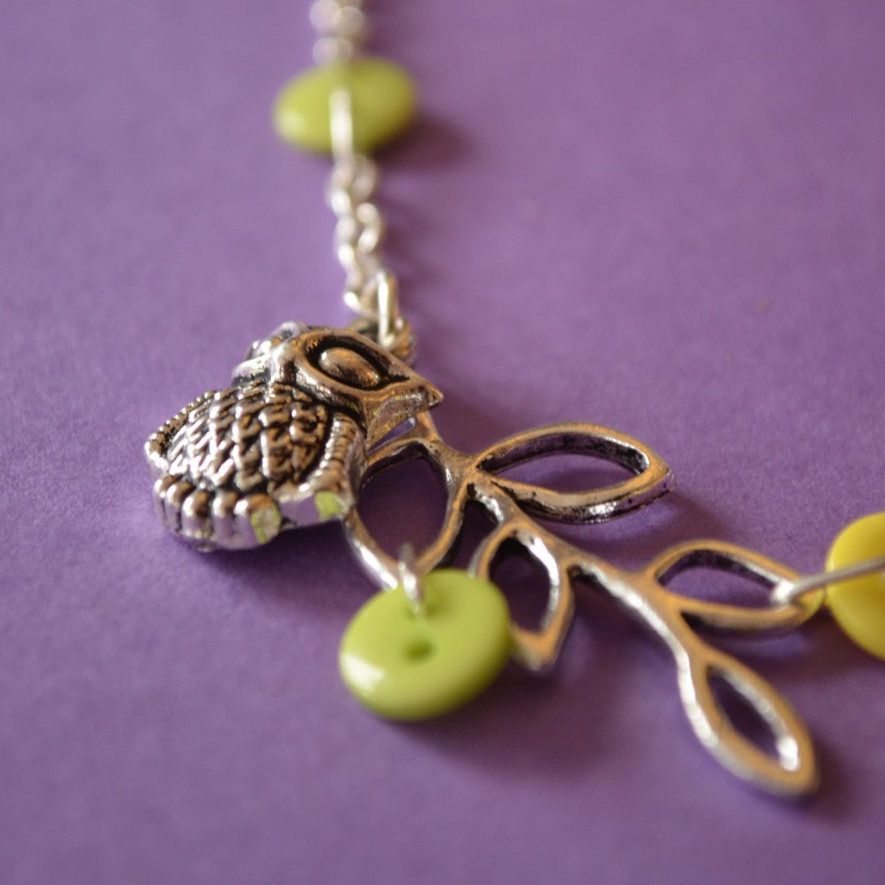 Owl & Leaves Necklace (Choice of Colours)