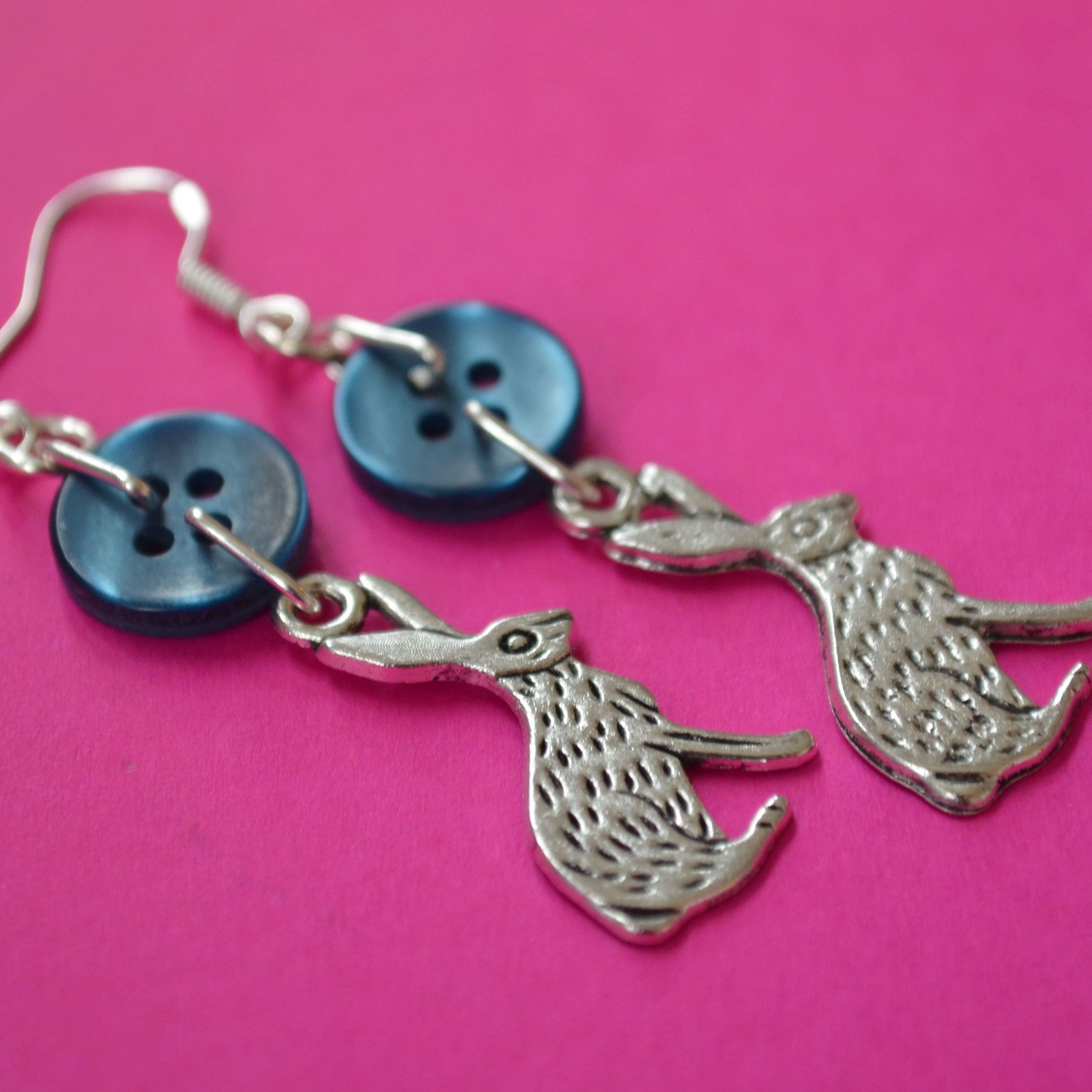 Hare One Button Charm Earrings
