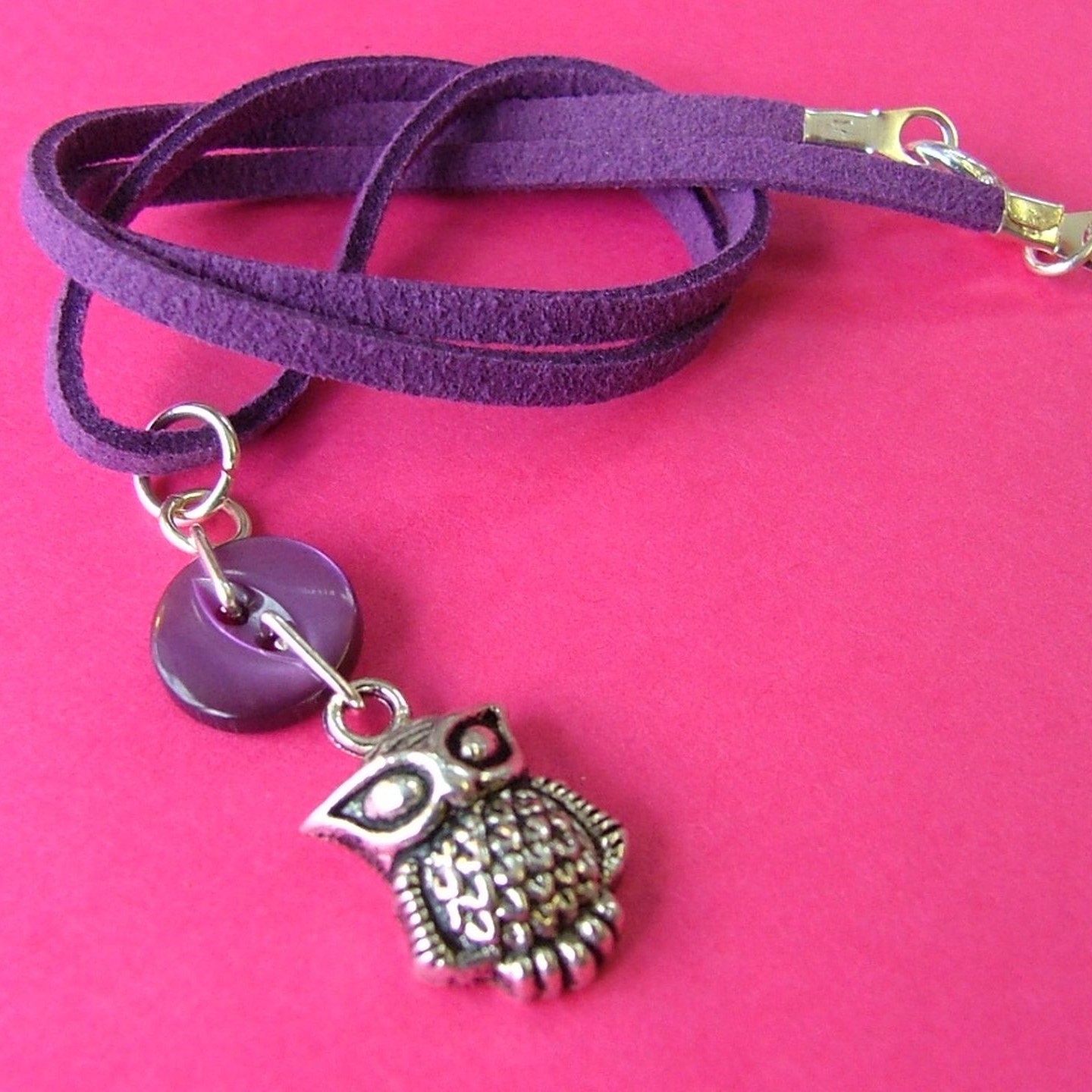 Owl Child’s Button Charm Necklace