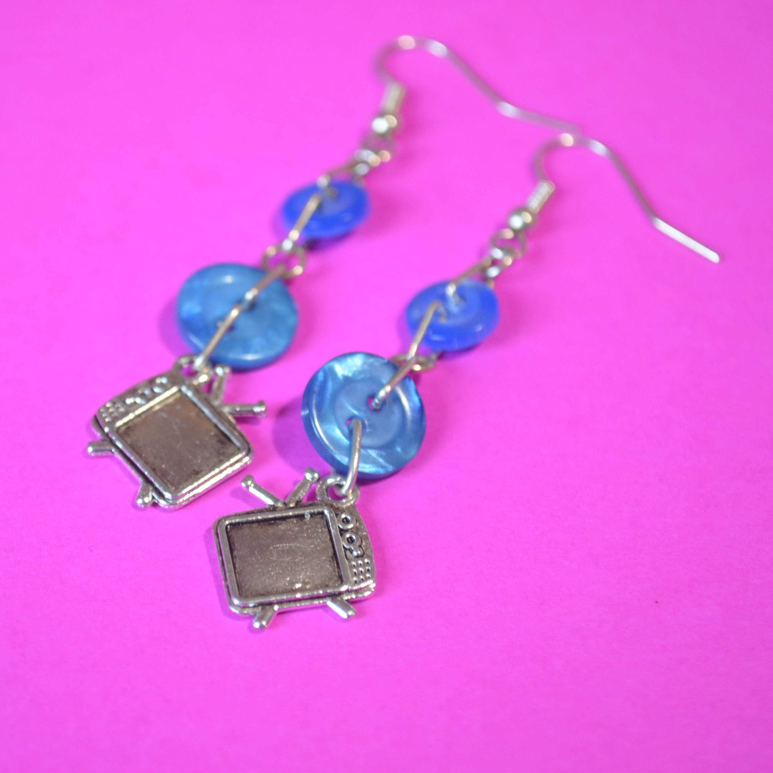 TV Two Button Charm Earrings