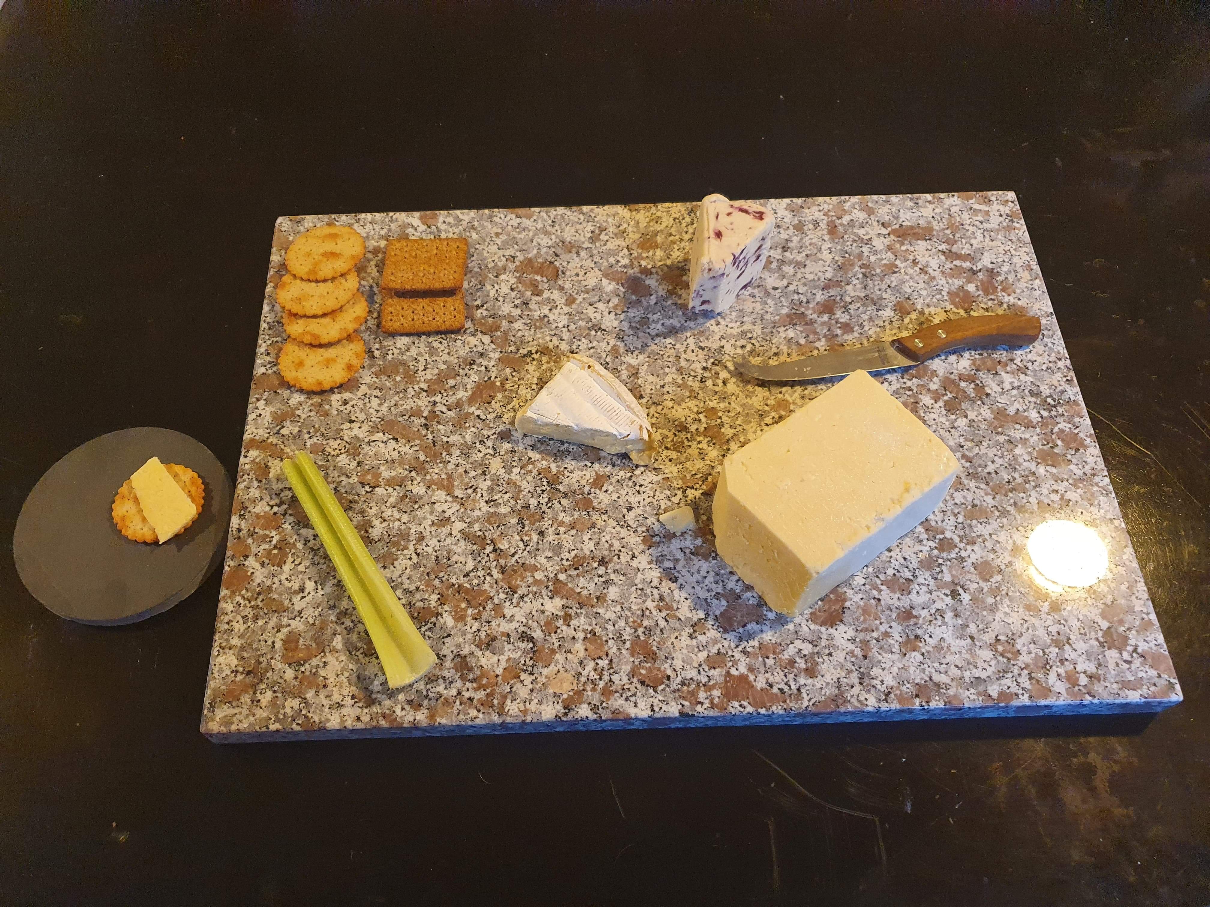 A fine way to finish the vening off with this granite chesse board and slate plate