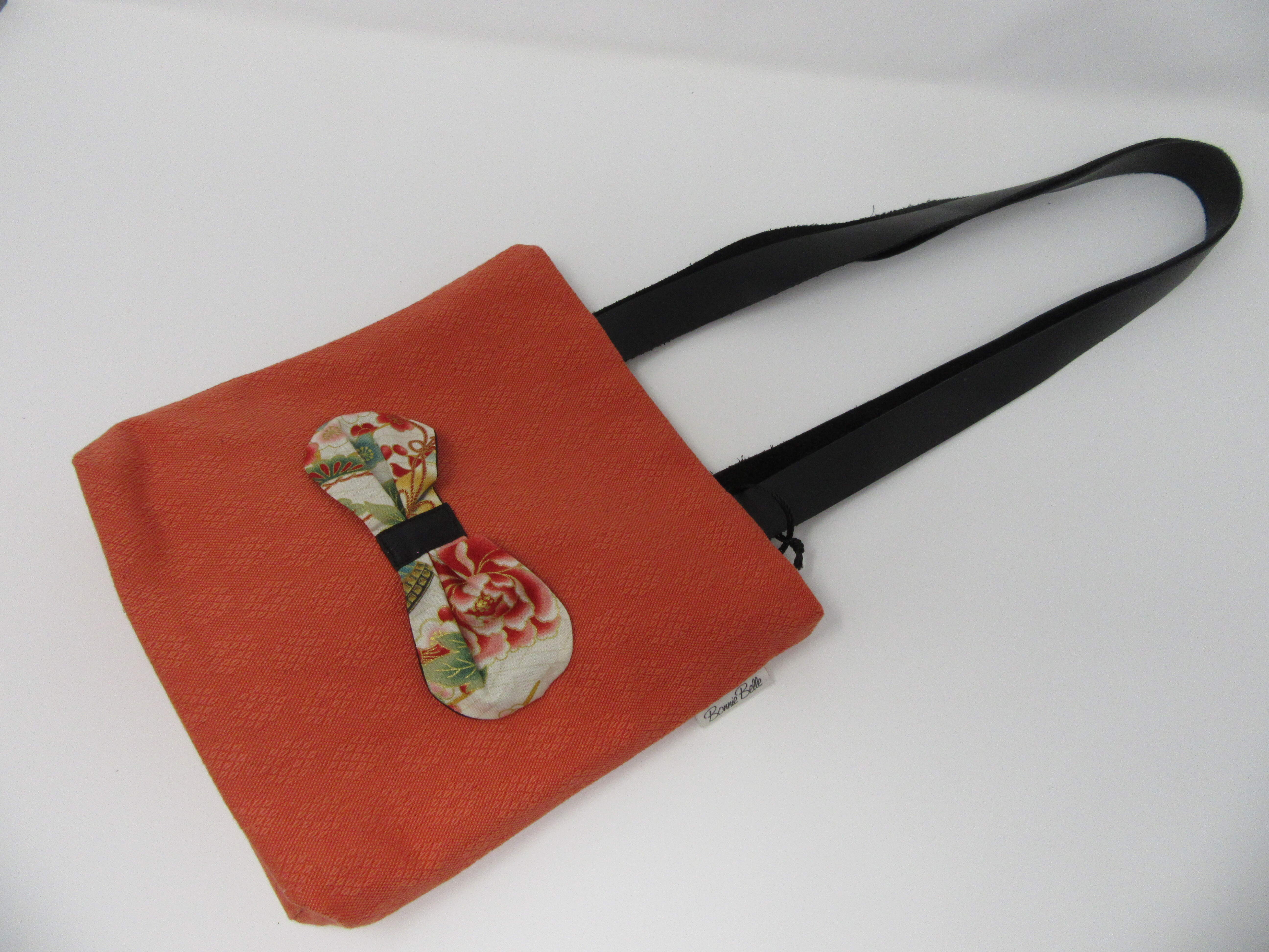Orange linen bag with bow