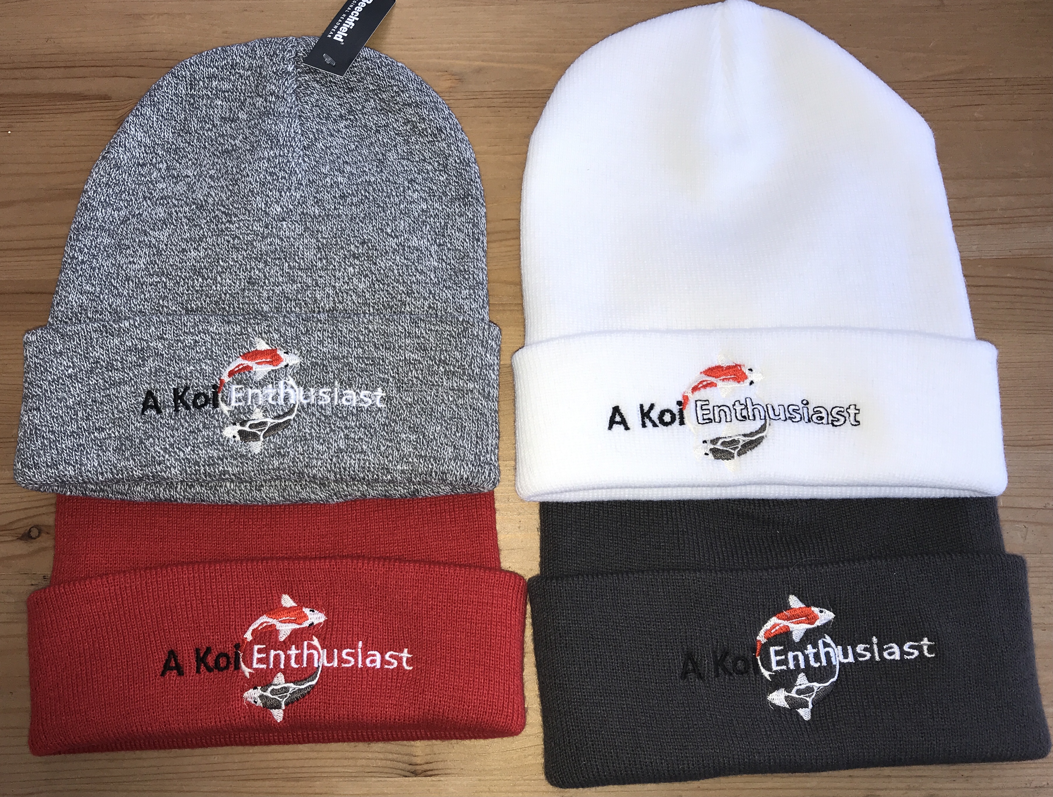 Red Classic "A Koi Enthusiast" Embroidered Beanie