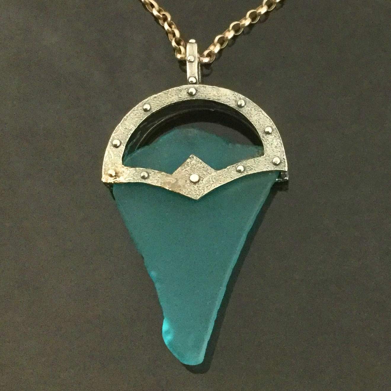 Sea Glass and Silver Clay Tip of the Iceberg Pendant by Tracey Spurgin of Craftworx Jewellery Workshops