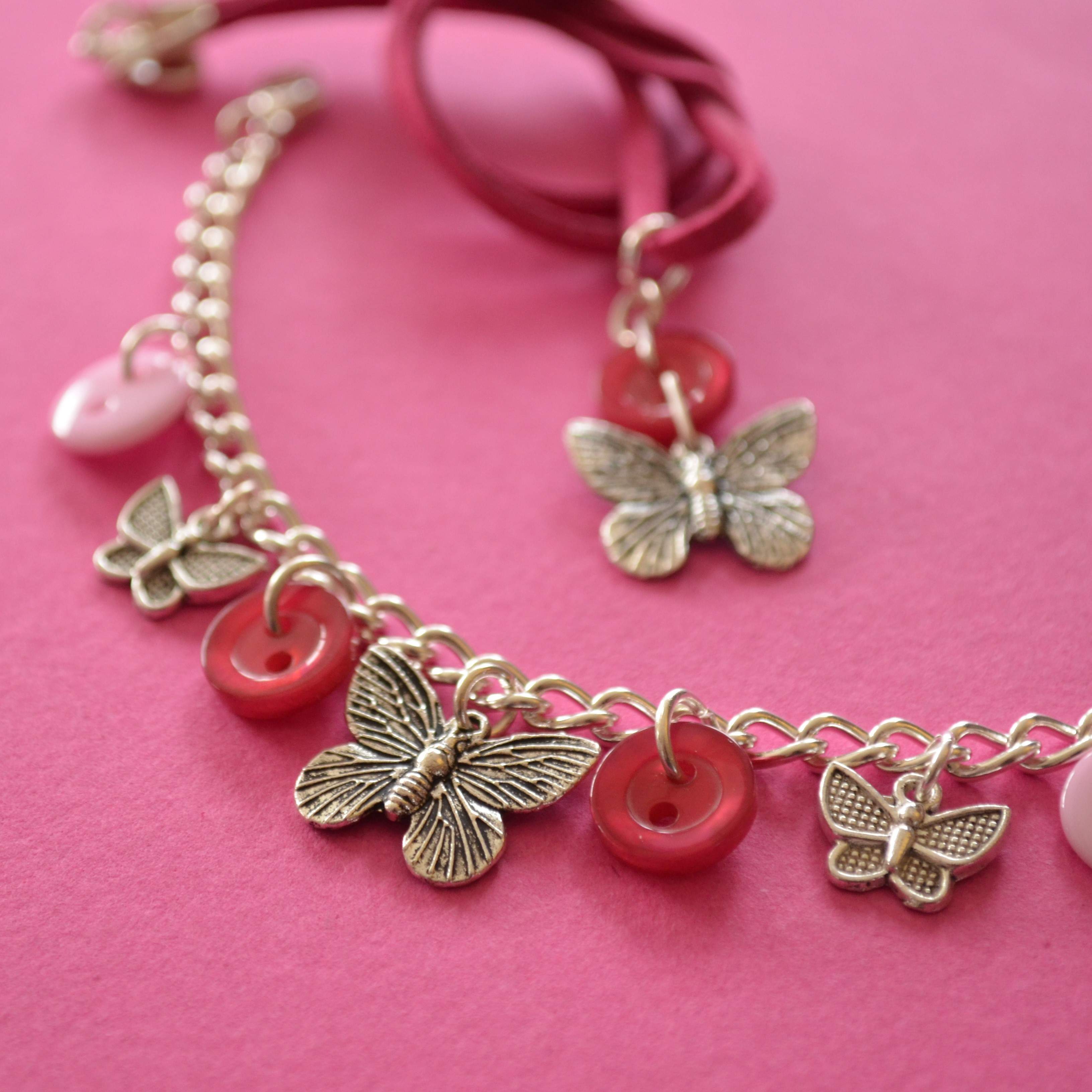 Butterfly Child’s Button Charm Necklace