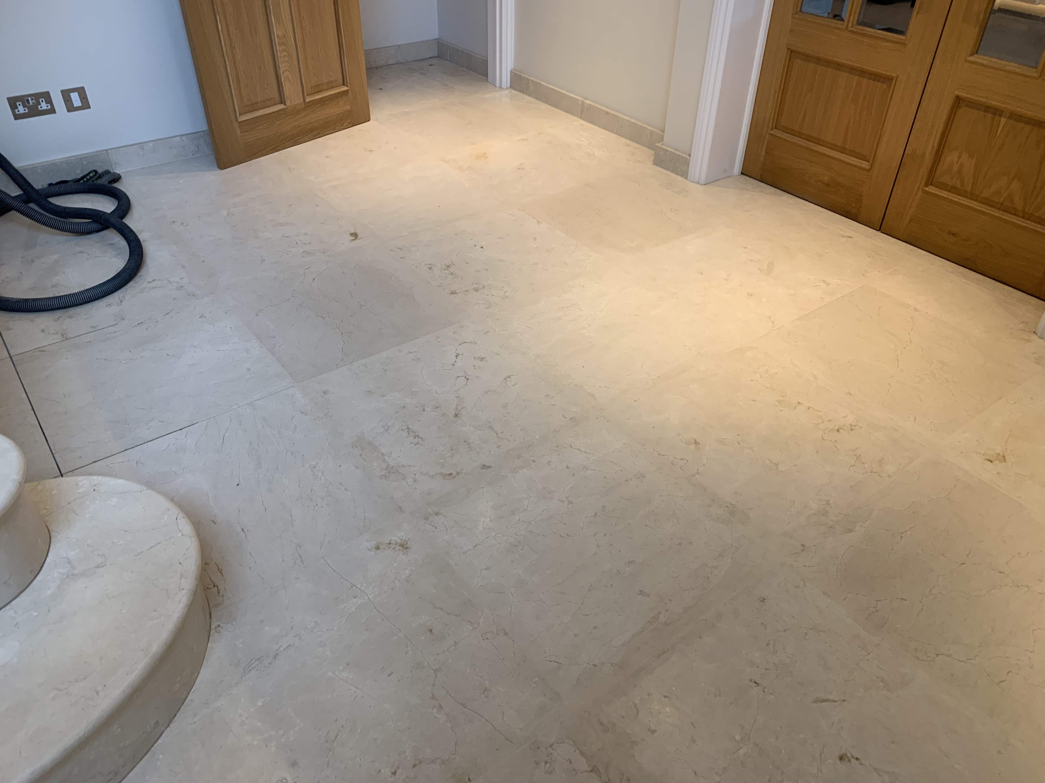 Marble floor re-grouting using epoxy resin