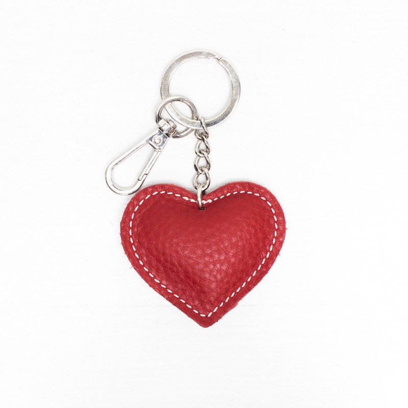 Leather Heart Key-ring in Red