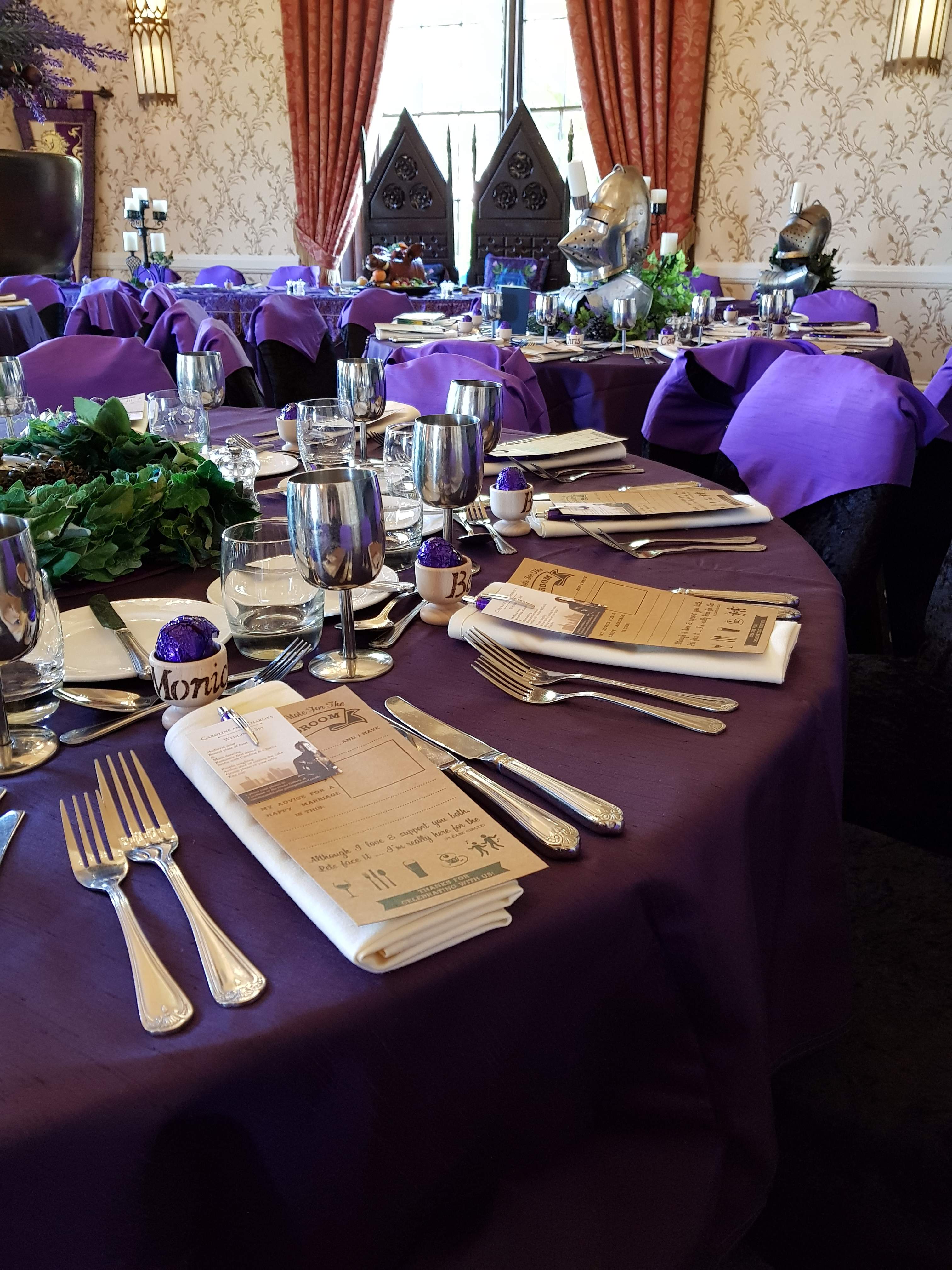 Purple tablecloth