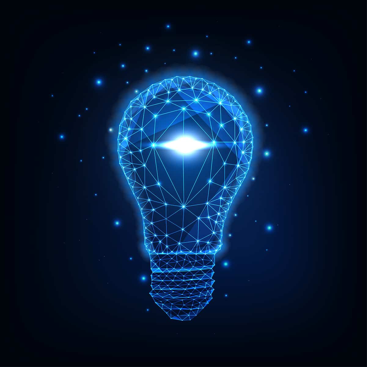 The branding or our consultancy offerings is depicted by this blue vector image of a light bulb.