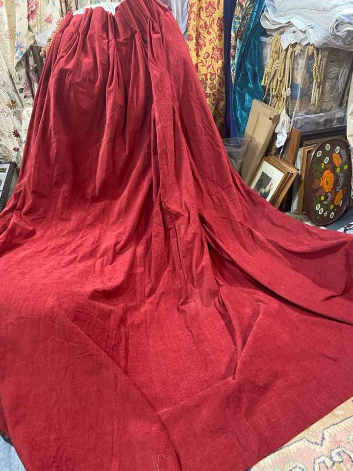 Excellent Red Velvet Pinch Pleat Curtains W228 D231
