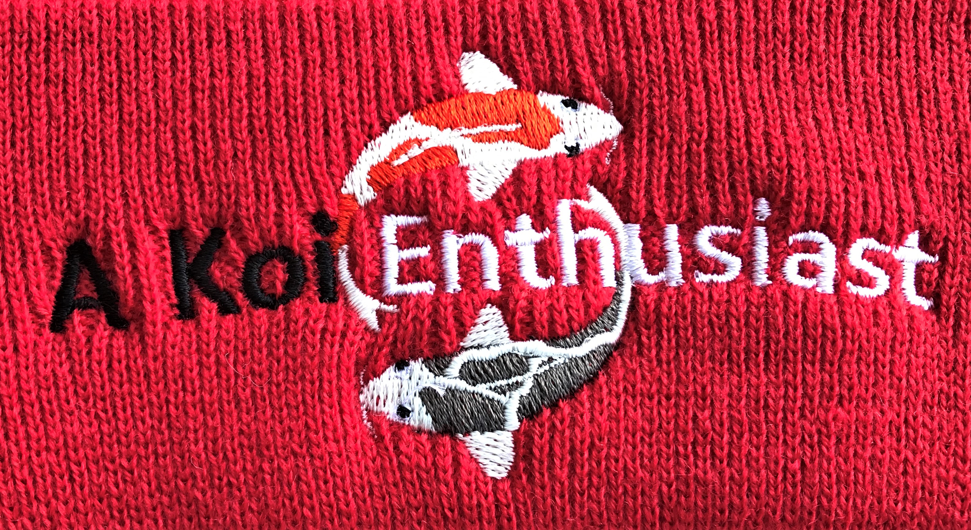 Red Classic "A Koi Enthusiast" Embroidered Beanie