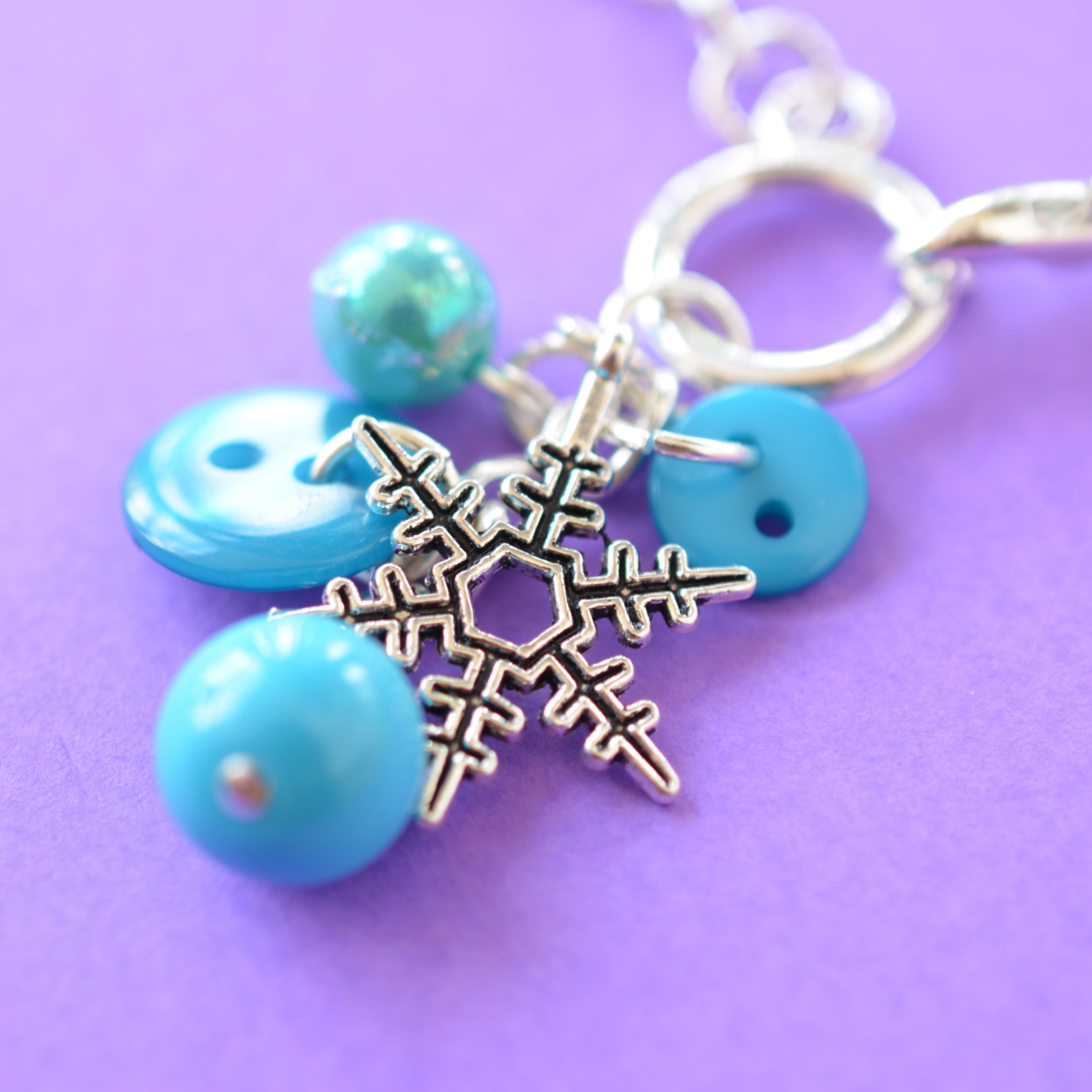 Turquoise Snowflake Cluster Charm Bracelet