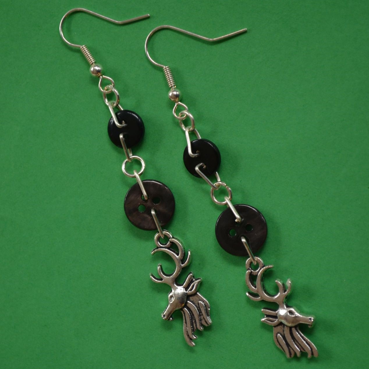 Stag Two Button Charm Earrings