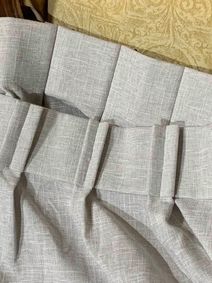Two pairs Grey Sheer Inverted Box Pleat Curtains