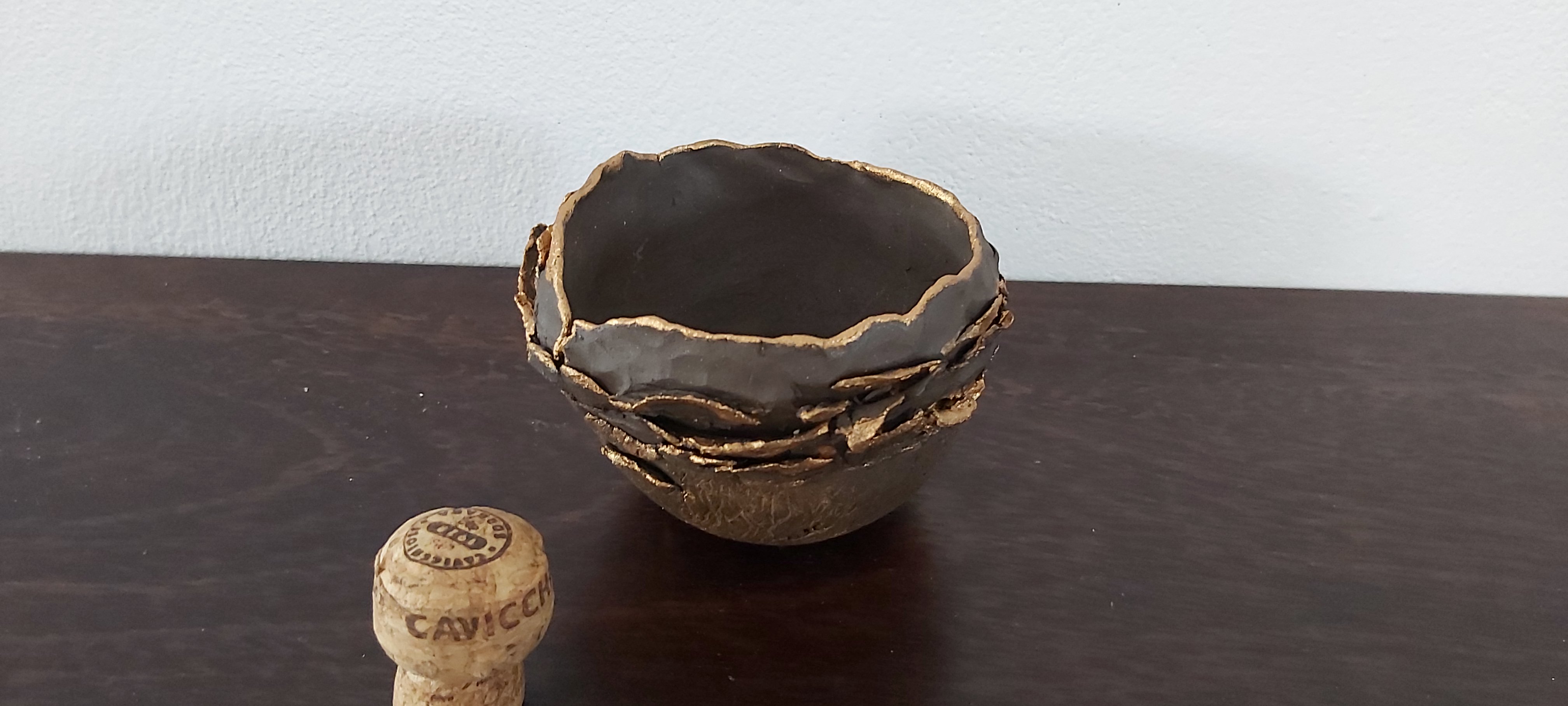 Small choc brown clay bowl