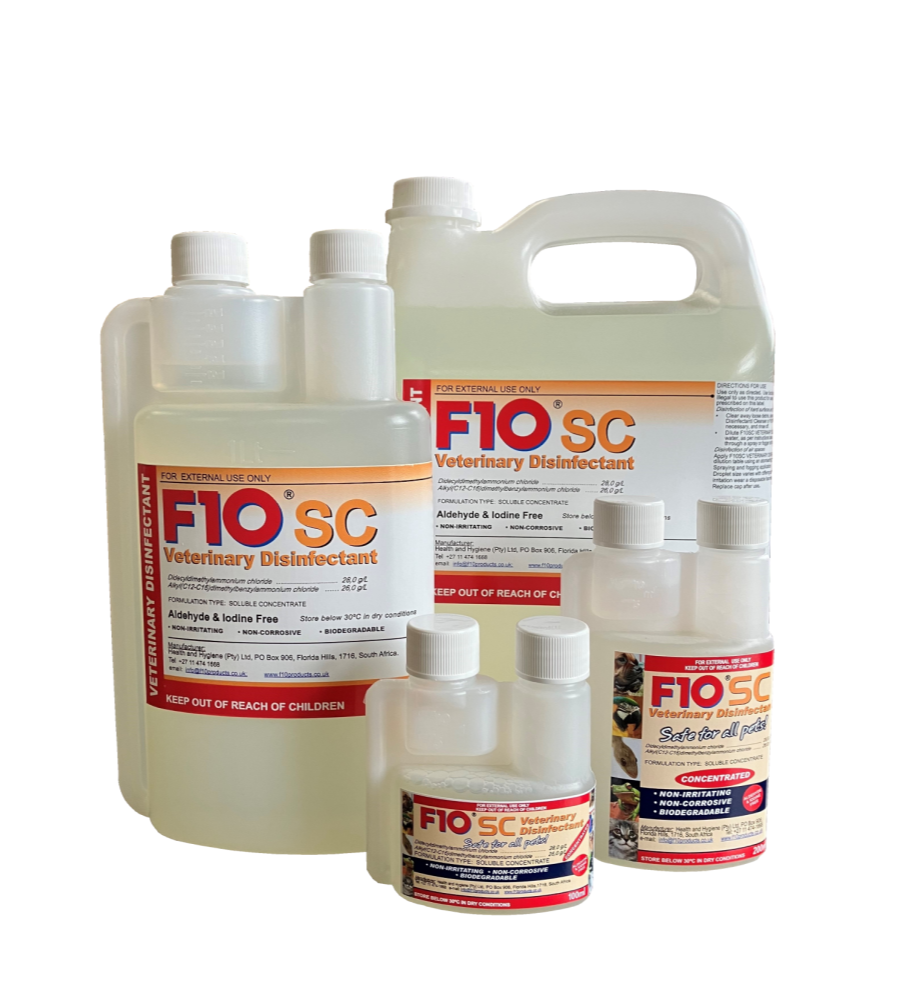 Bottles of F10SC Veterinary Disinfectant