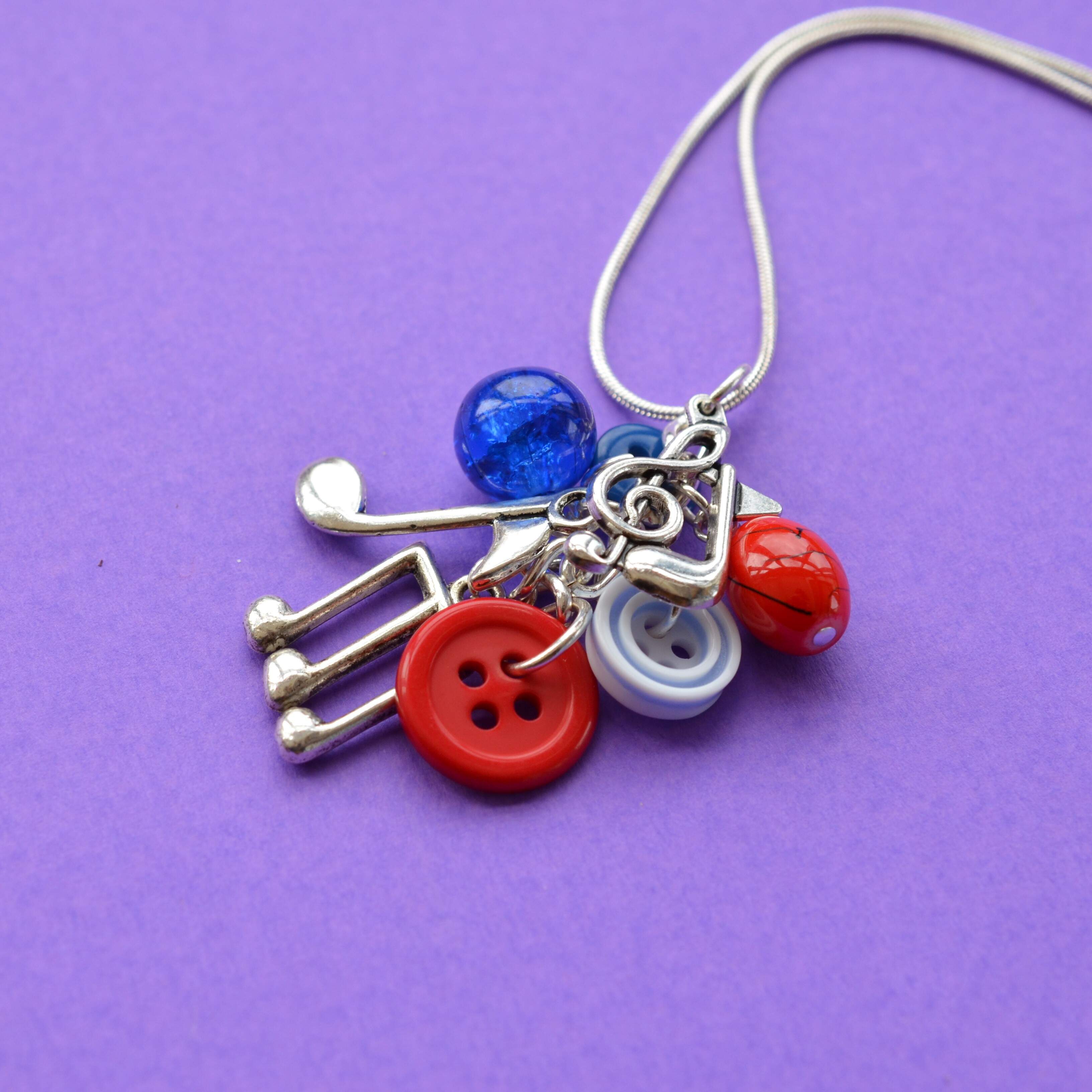 Music Note Cluster Button Pendant