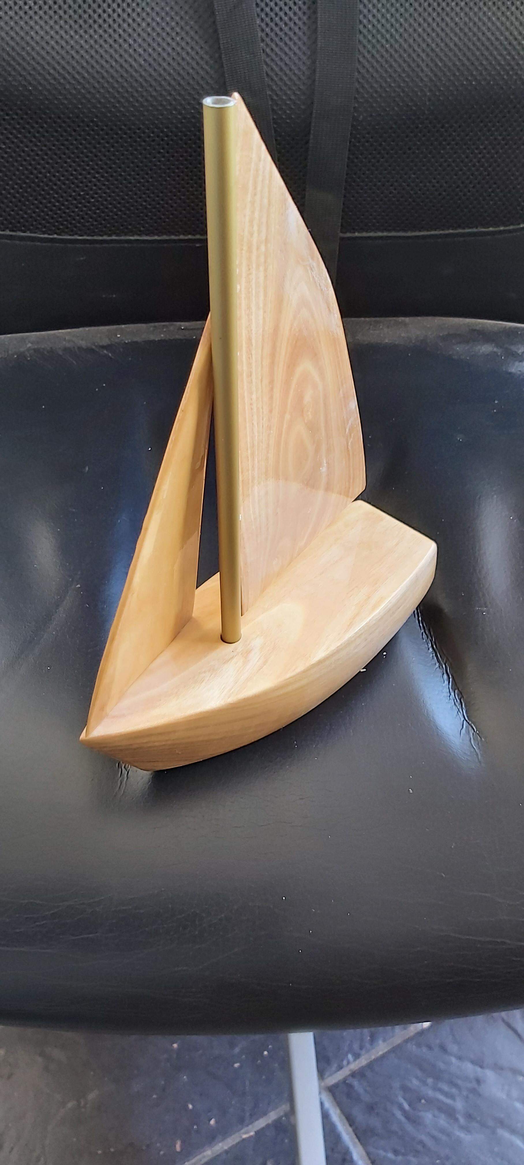 Olive wood sail boat