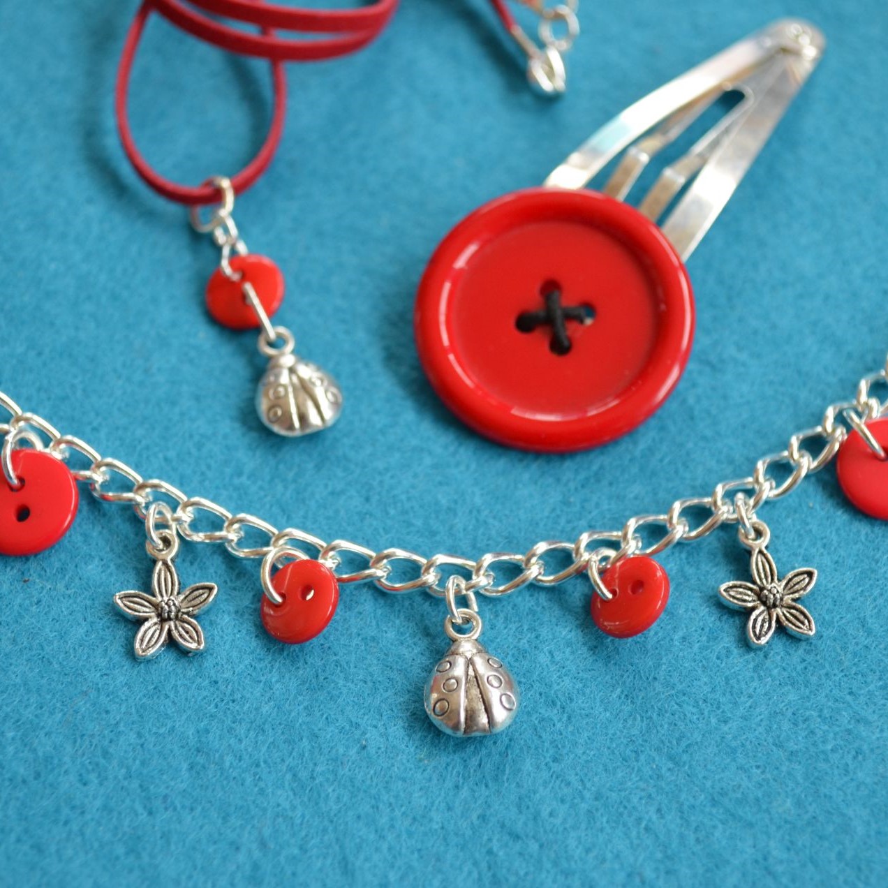 Ladybird Child’s Button Charm Necklace