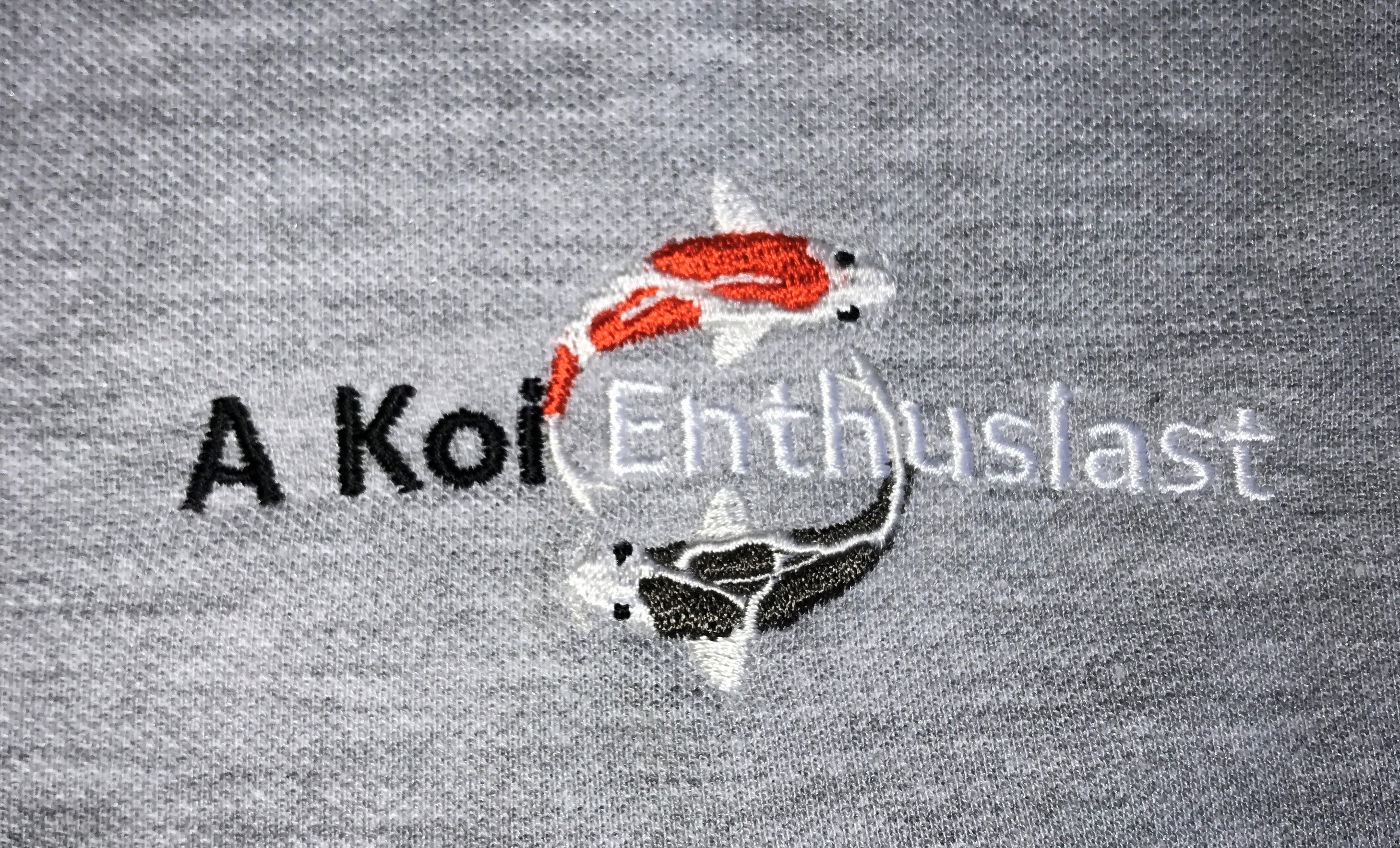 Grey "A Koi Enthusiast" Embroidered Olympic Polo Shirt