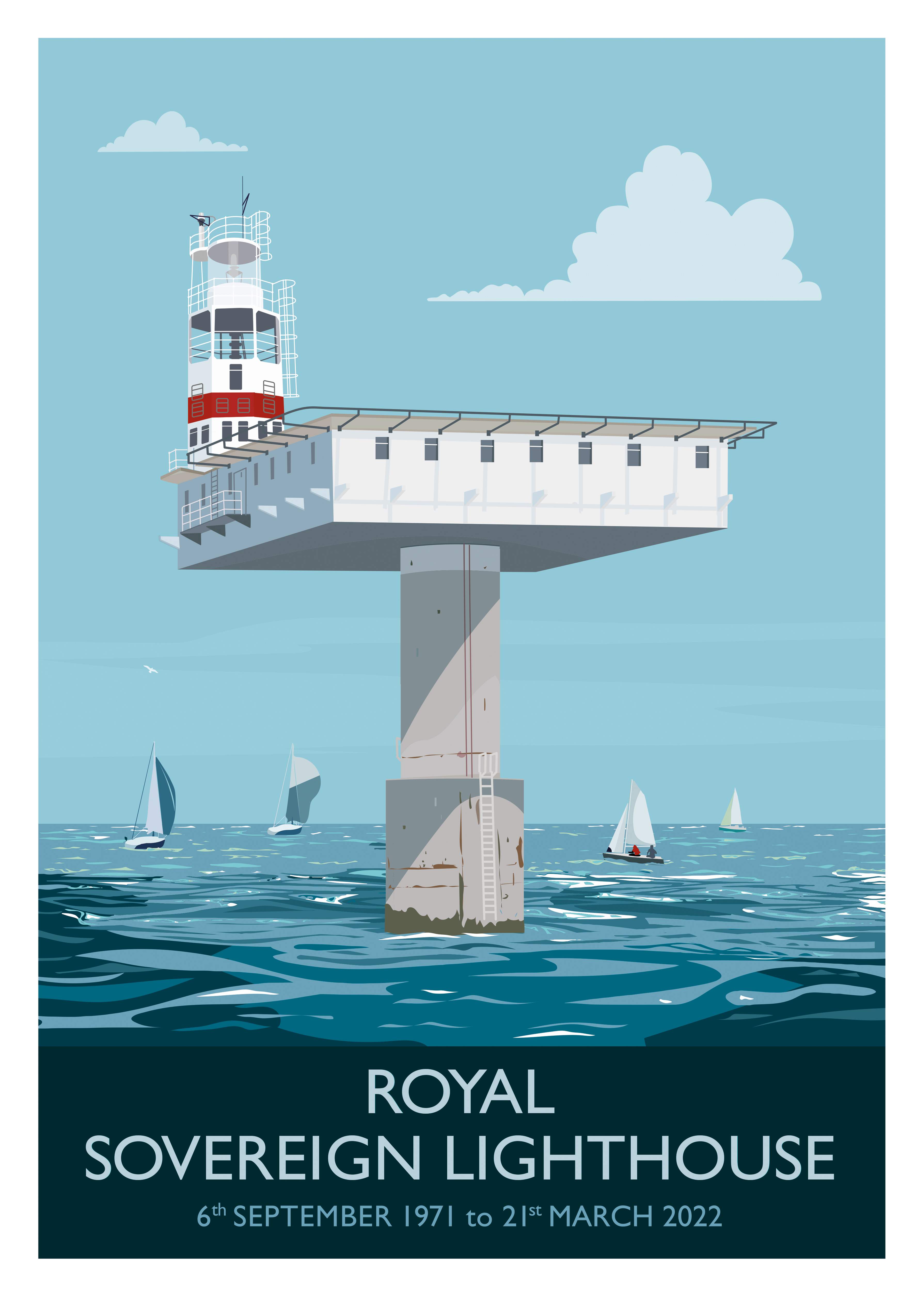 New poster version of  Royal Sovereign Lighthouse celebrating it's years of service