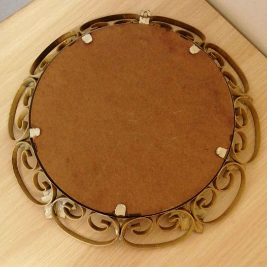 Vintage Circular Convex Mirror -Metal Leaf design Frame