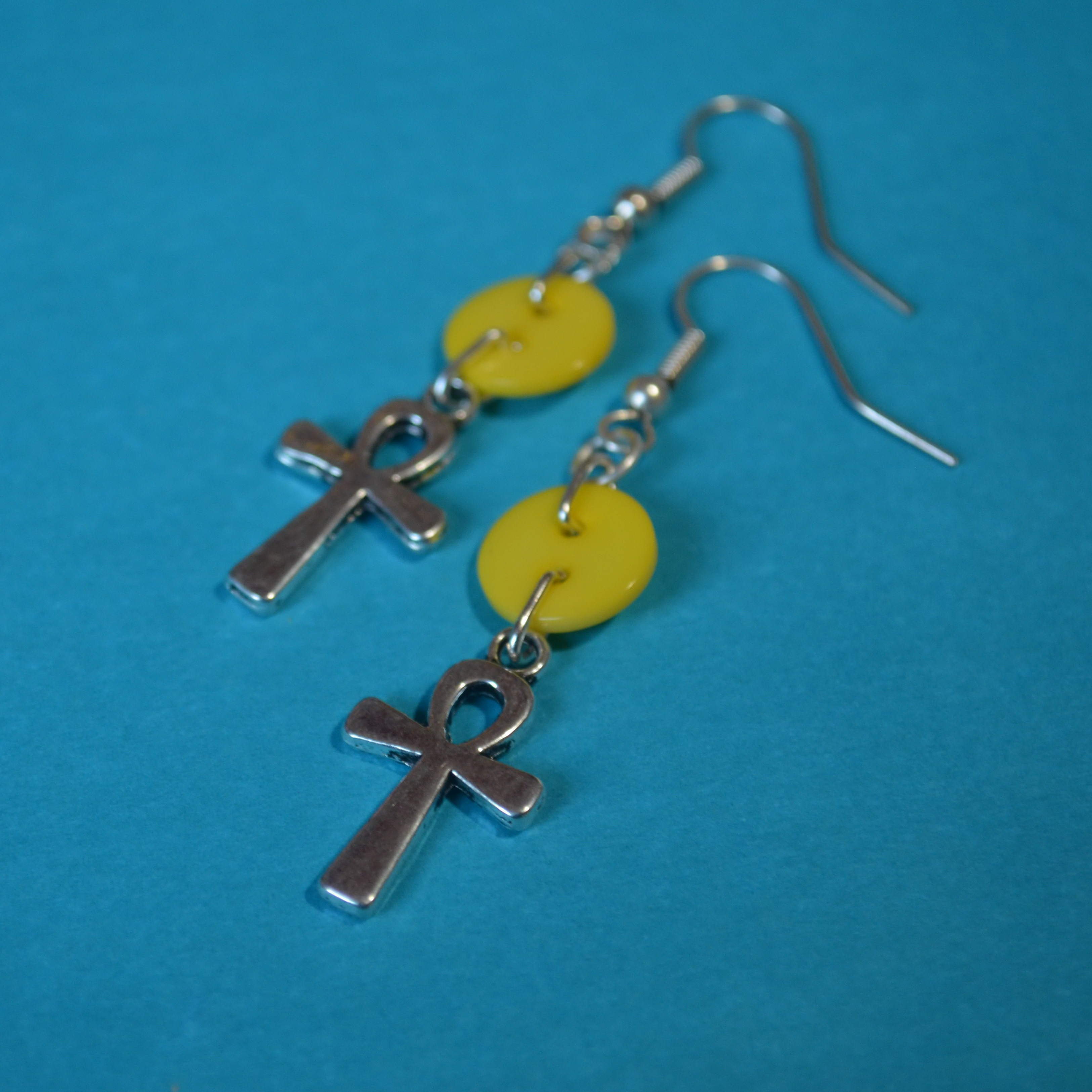 Ankh One Button Charm Earrings