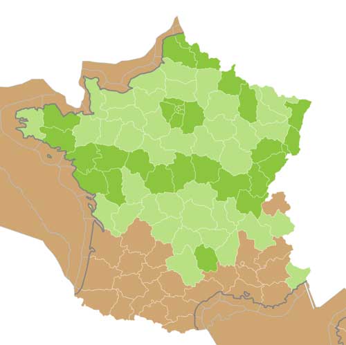 Map edible frog France