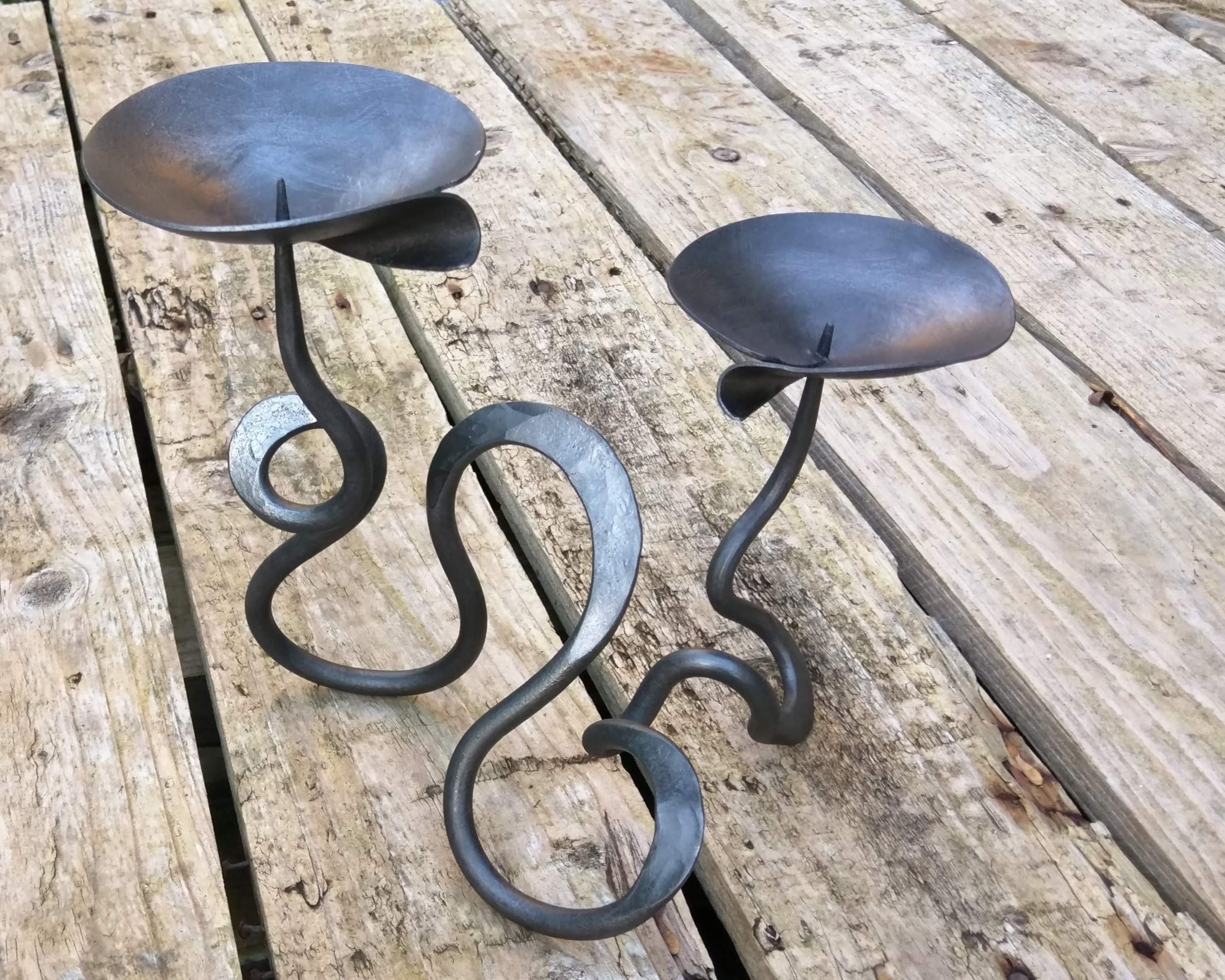 Double candle sconce with fullered scrolls