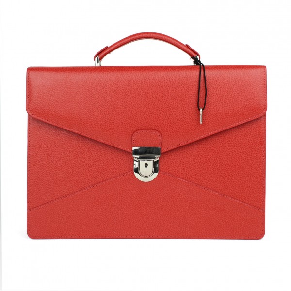 Double Gusset Briefcase in Red, by Laurige