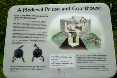 Image of the information board about medieval Lydford Gaol, Lydford, Devon