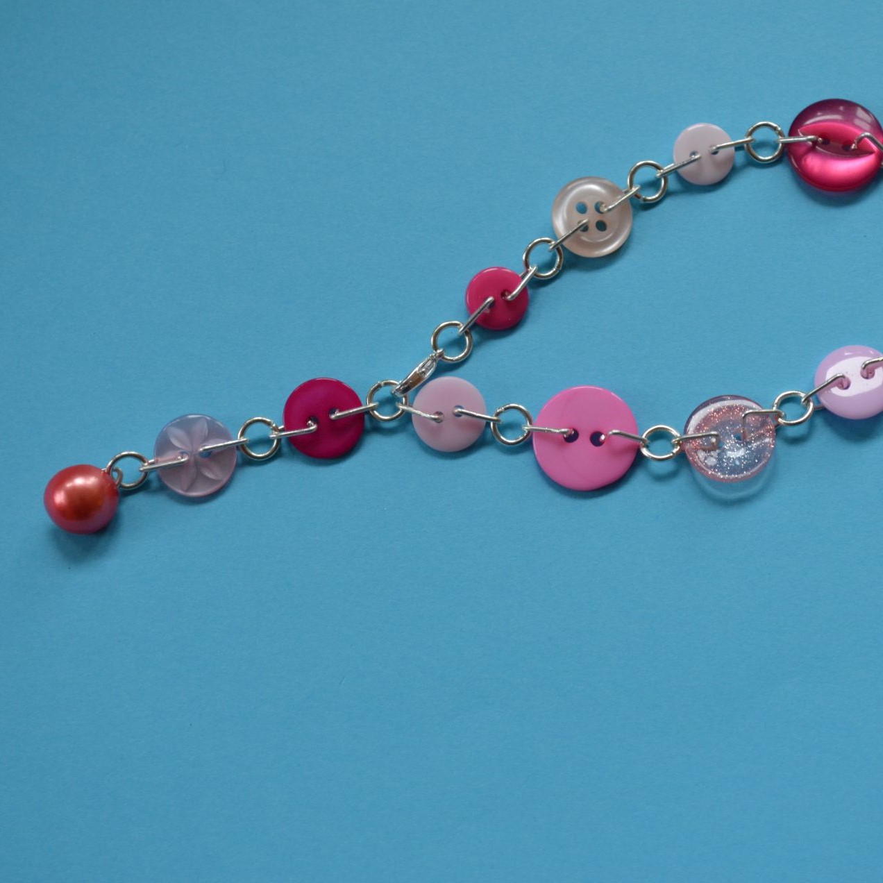 Pink Button Chain Bracelet