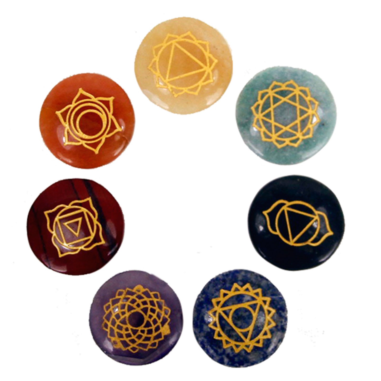 Crystal Stones Chakra Set ( round shape )