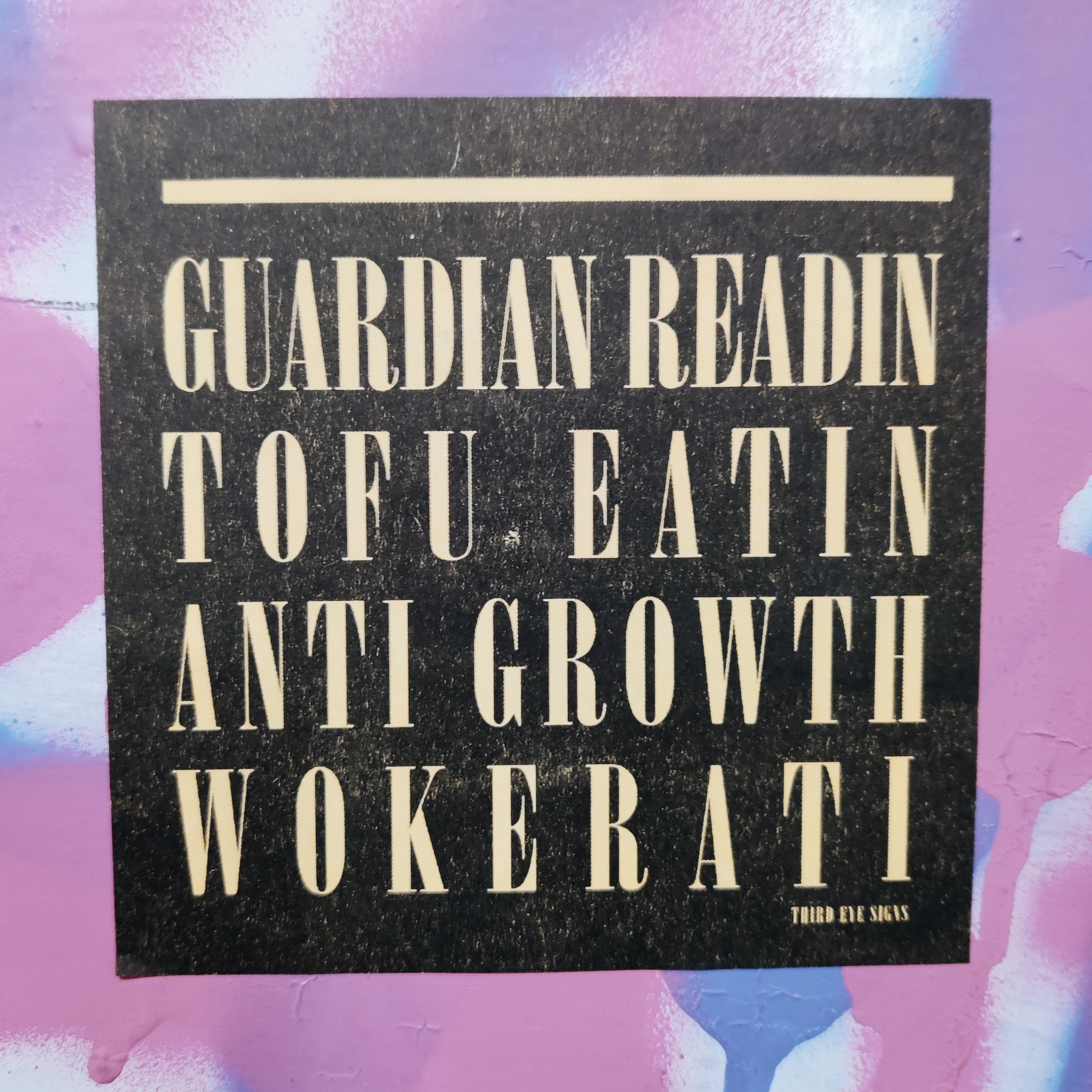 GUARDIAN READIN, TOFU EATIN WOKERATI risograph sticker 11cm x5 (free postage)