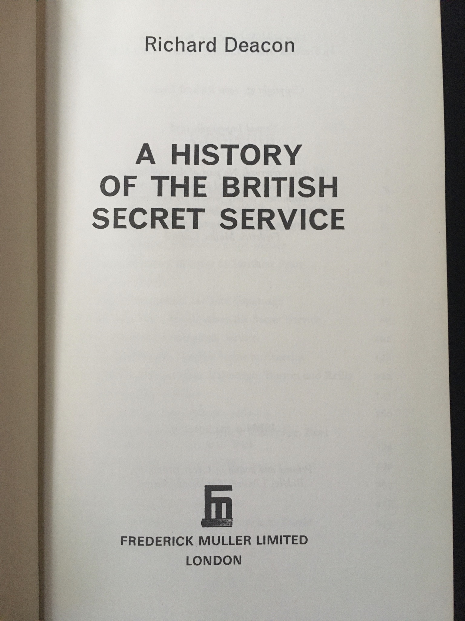 A History of The British Secret Service by Richard Deacon