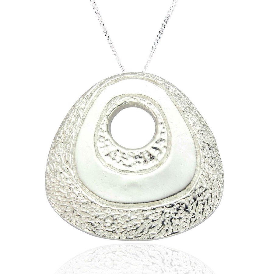 Silver Seashell Pebble Pendant Necklace