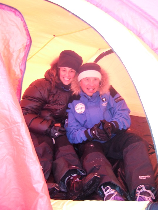 Pic Jo & Claire getting use to our new surroundings inside our tent.. :-)
