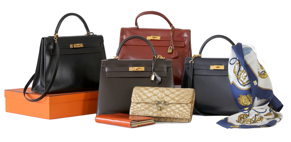 Big selection of handbags and suit cases