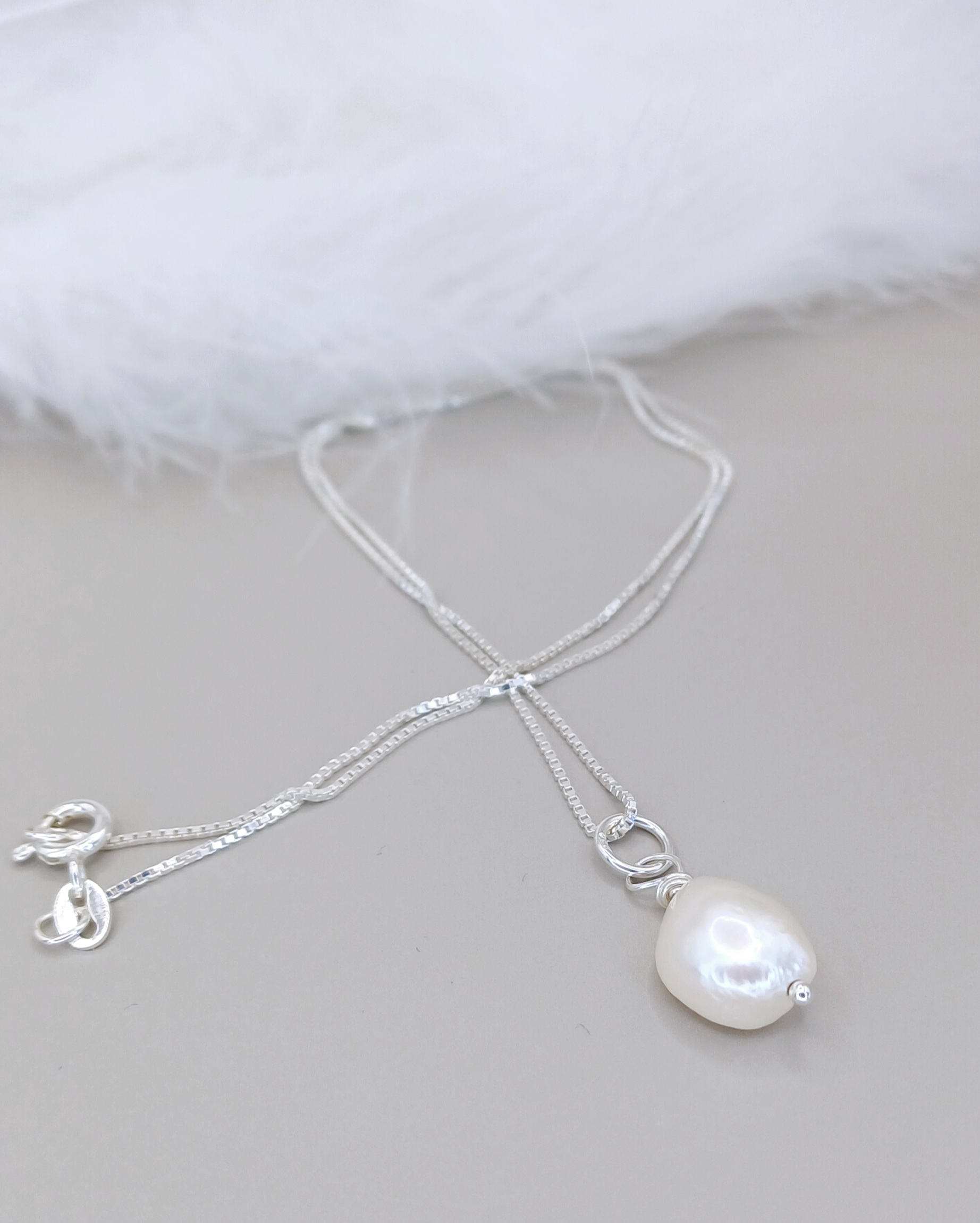 NECKLACES - Sterling Silver White Pearl Pendant