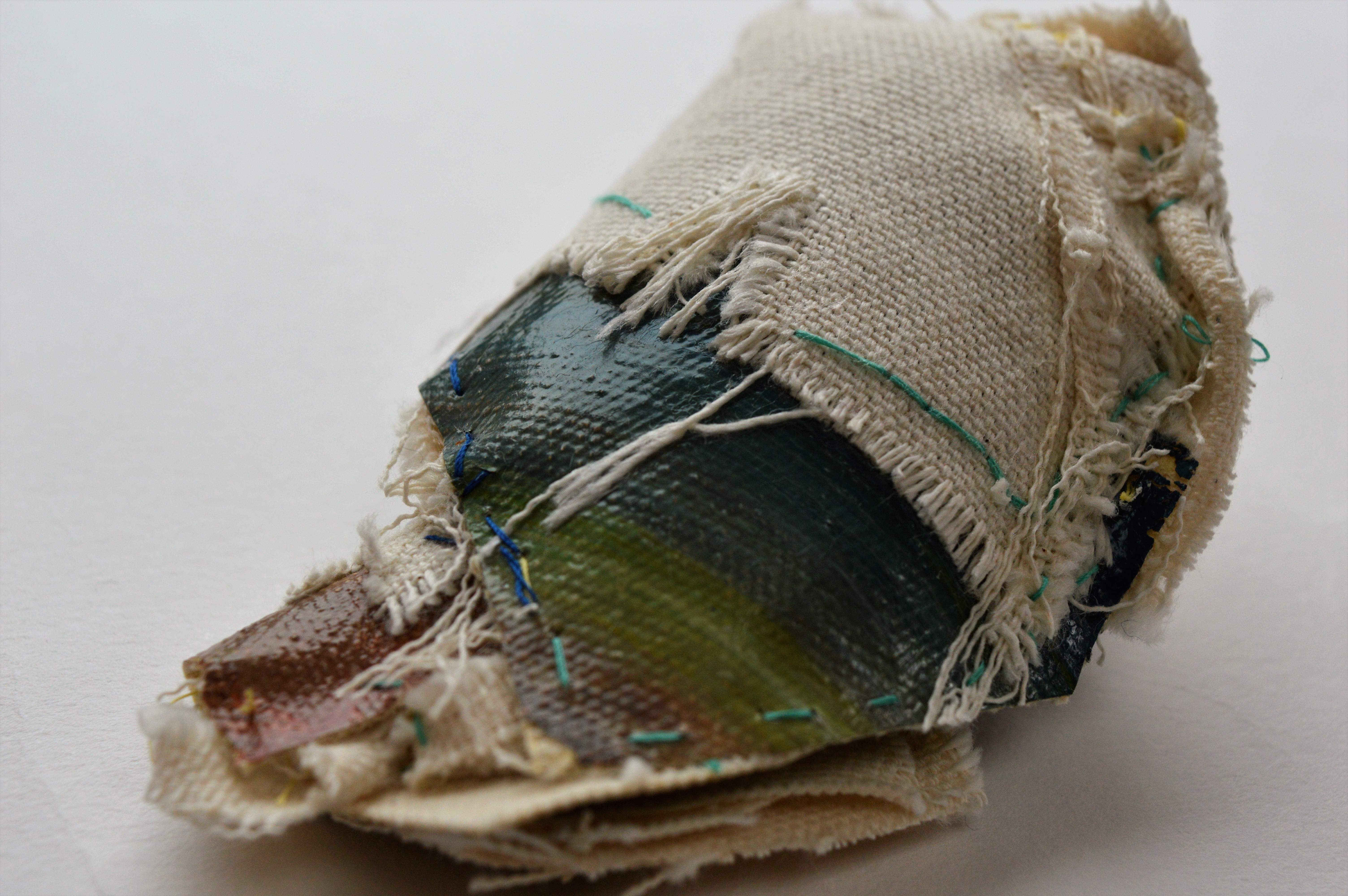Textile fragments. 2018 - 2020. Oil on canvas, latex, cotton thread.