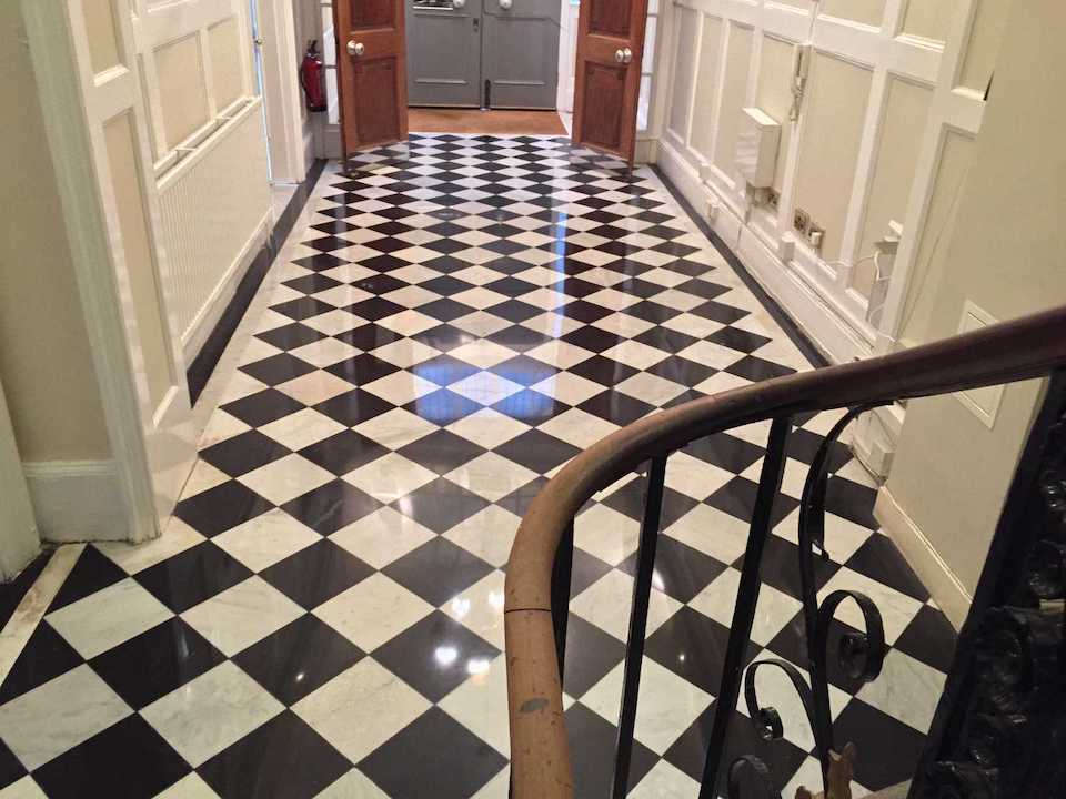 Black & White Marble Floor Restoration Harley Street, London
