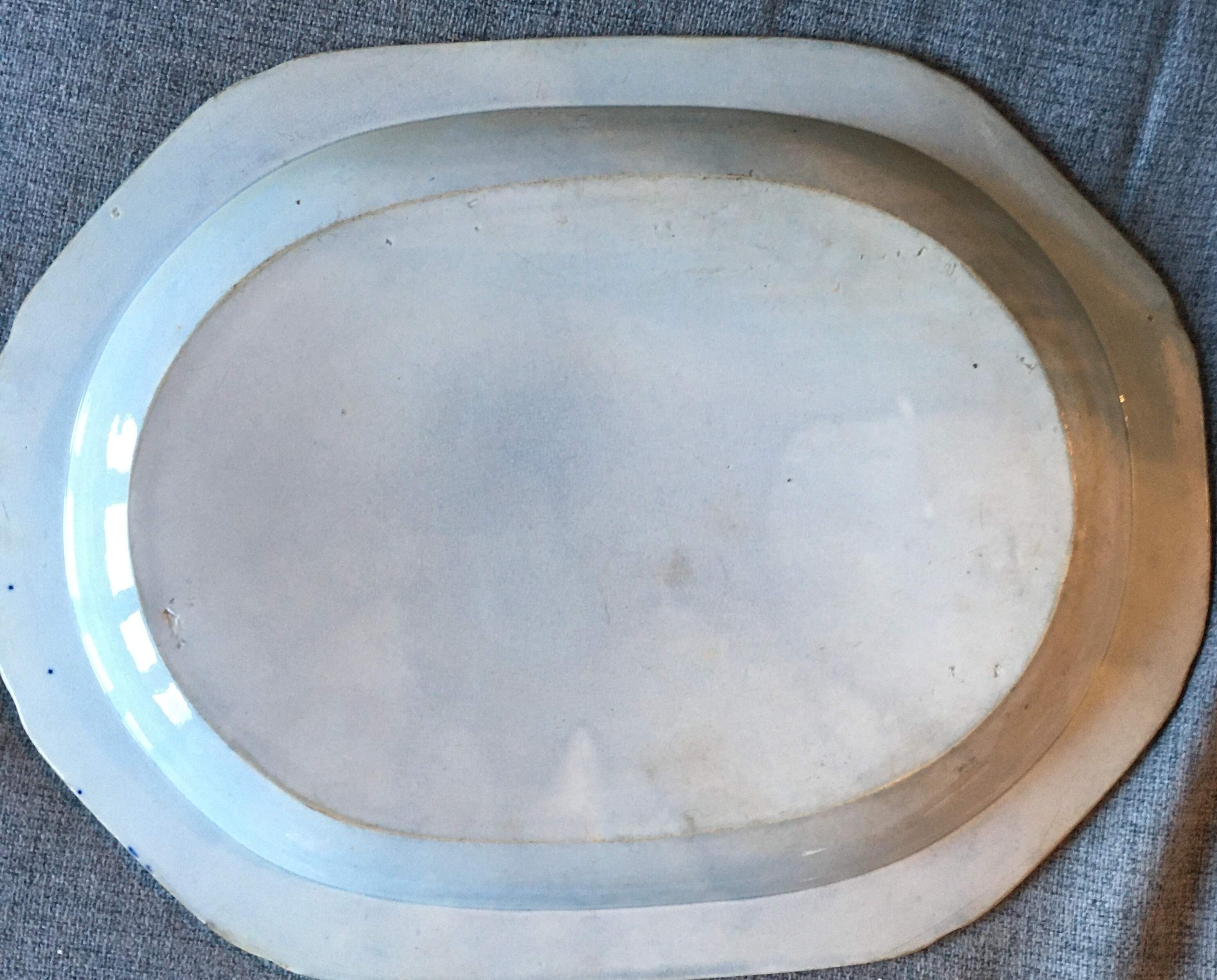 Blue and White Pearl Ware Large Meat Plate c1820