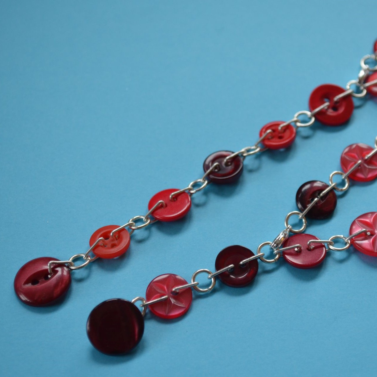 Red Button Chain Necklace