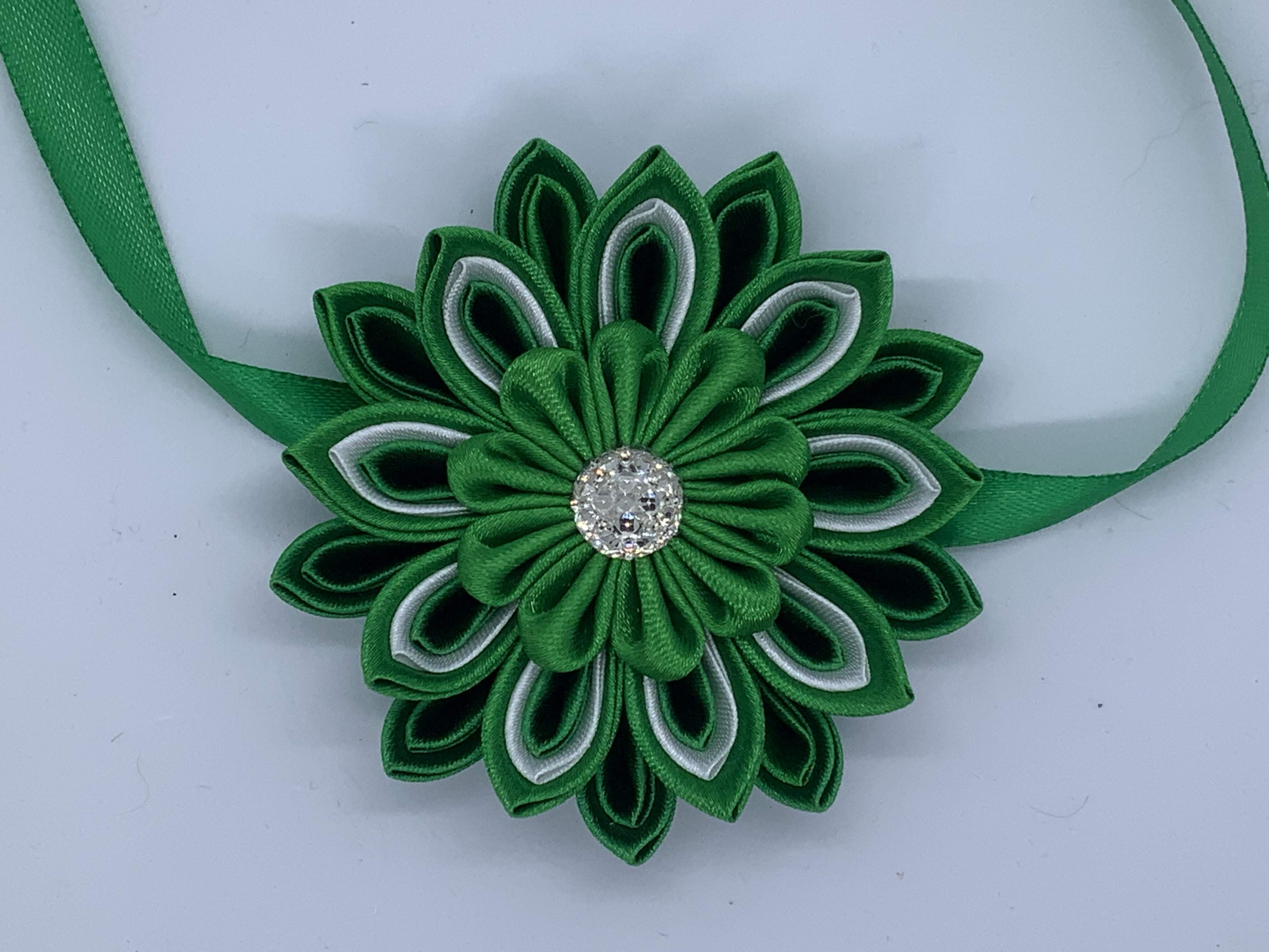 Satin Kanzashi flower decorative dog collars (7-8cm flower)
