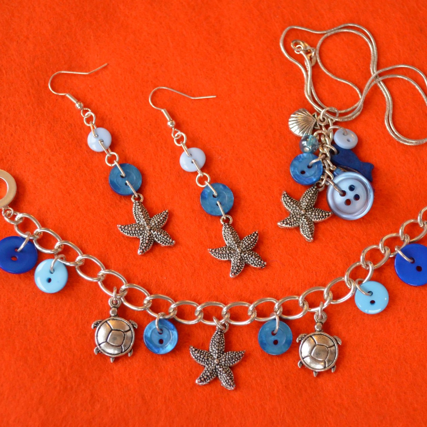 Starfish Two Button Charm Earrings