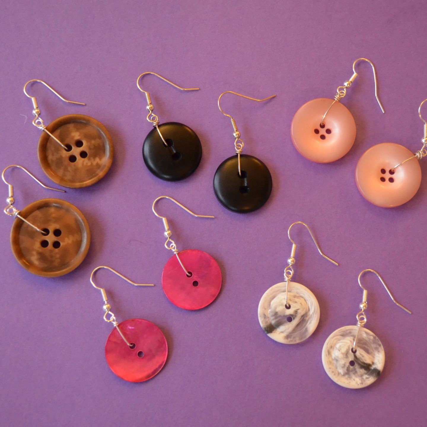 Single Button Earrings (Choice of Colours)