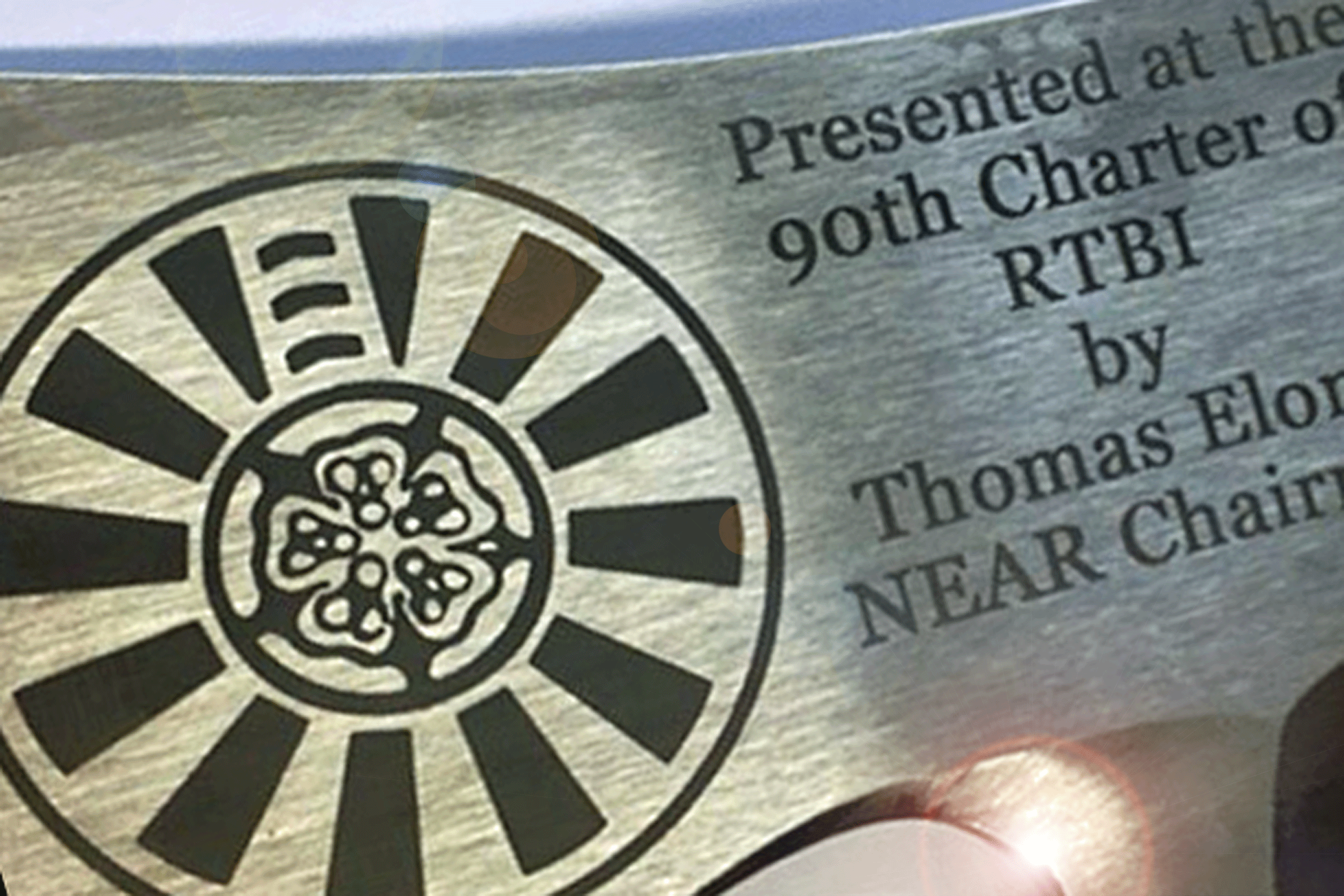 Etched stainless steel axe - engraved for The Round Table charity