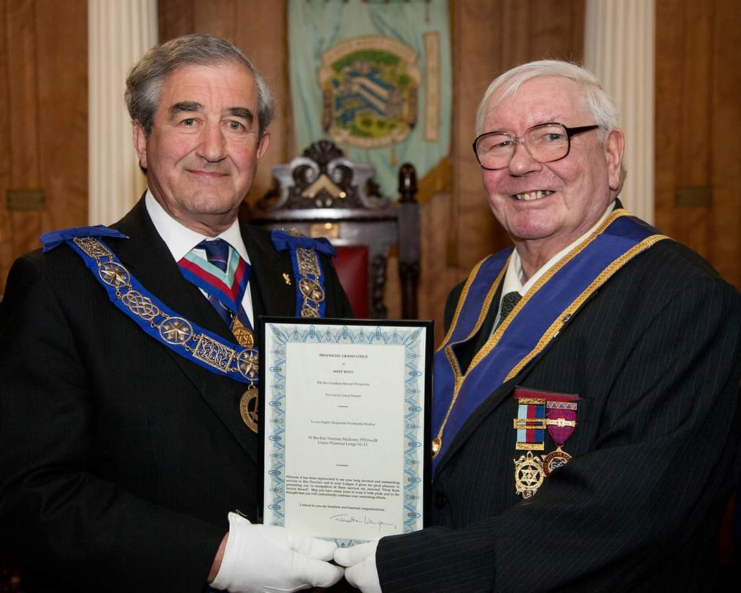 Receiving the invicta Award from the Provincial Grand Master