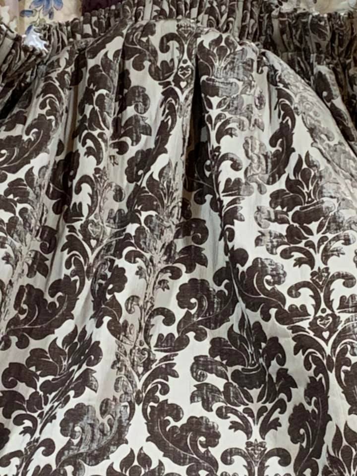 2 Pairs Cut Silk Velvet Brocade Pencil Pleat Curtains W187 D305