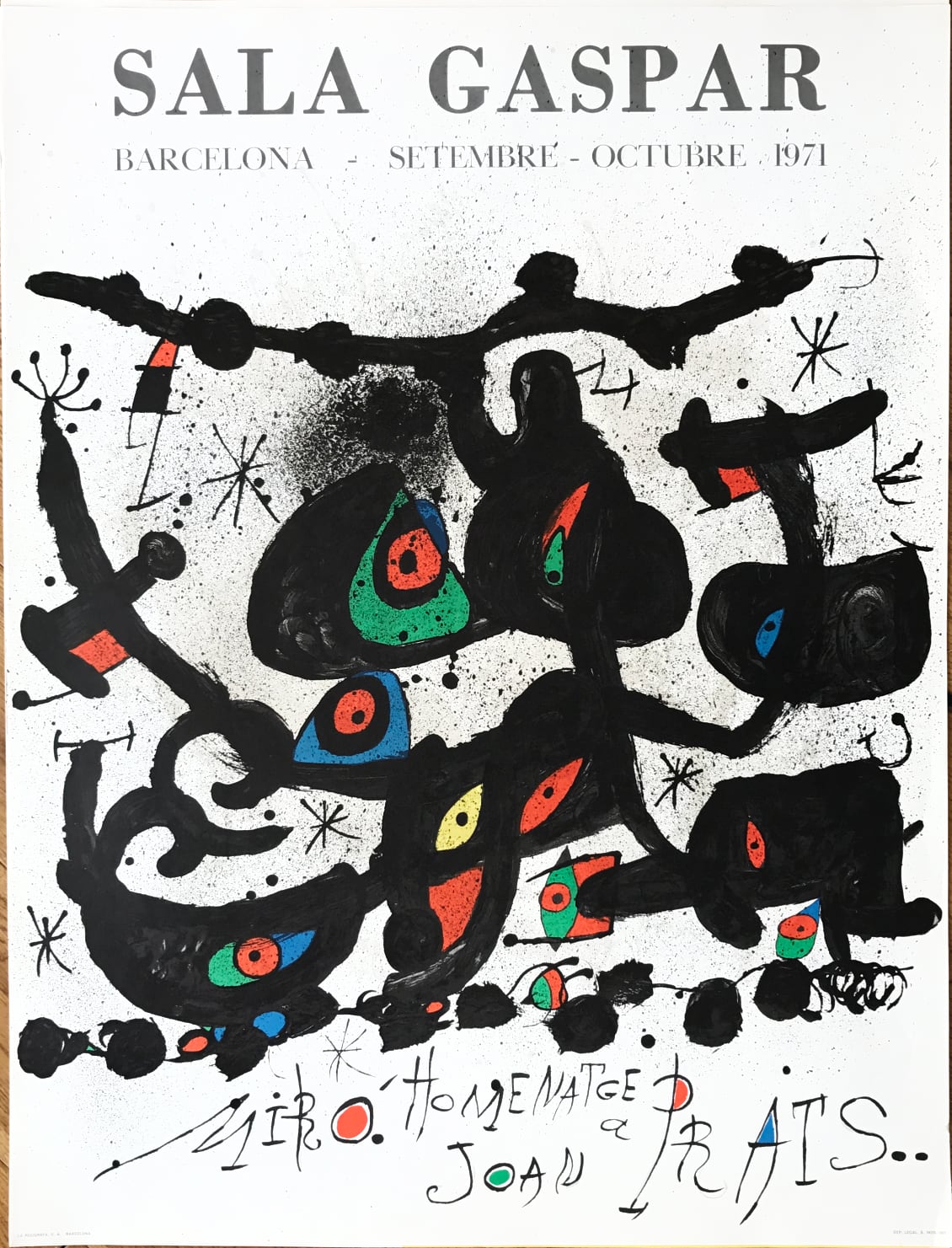 Joan Miro - Affiche pour l’ exposition “Homenatge a Joan Prats”. Sala Gaspar, Barcelona.